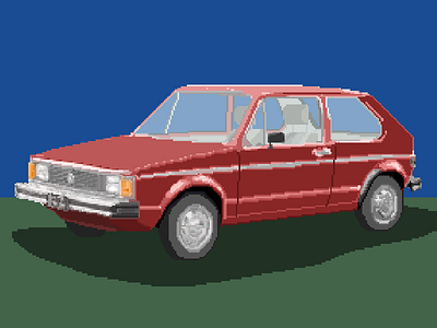 Pixel VW Rabbit 80s cars digital illustration pixel art pixels volkswagen