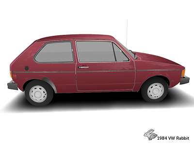 1984 VW Rabbit 3d car clean digital illustration illustrator retro texture vector vw