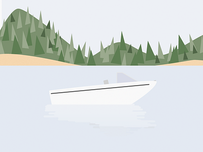 Lake Boat boat illustration illustrator lake landscape reflection summer vector water