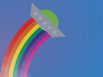 End of the rainbow alien grain illustration illustrator rainbow spaceship ufo vector