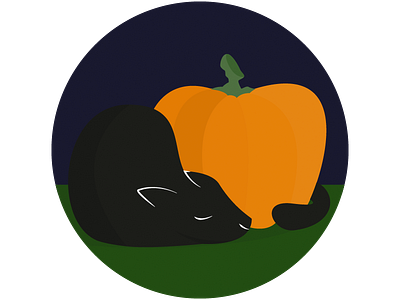 Pumpkin Cat cat fall halloween illustration illustrator night october pumpkin simple sleep sticker mule vector