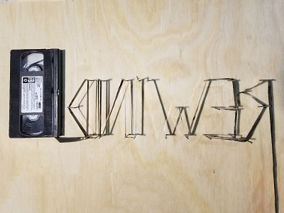 Rewind 📼 3 d 3d physical shadows string art typography vhs vhs tape wood