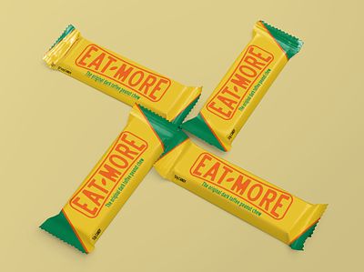 Eat-More Redesign candy chocolate chocolate bar clean dribbbleweeklywarmup experiment illustrator mock up packaging practice redesign simple vector