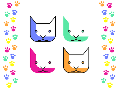 Cats! cat clean dribbbleweeklywarmup friendly icon illustration illustrator logo pastel primary rough round simple soft vector