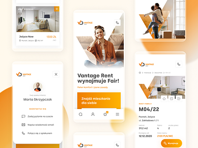 Vantage Rent - Website mobile apartments developer estate family flat friendly mobile orange rent residental ui ux vantage rent website