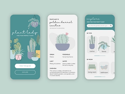 Plant Lady App app design flat flat illustration illustration illustrator art plant plant illustration plants ui