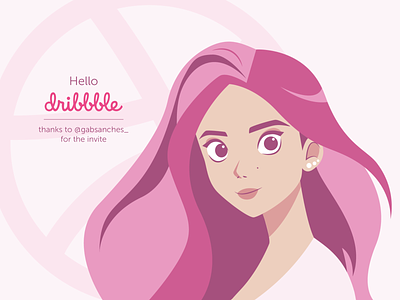 Hello Dribbble art design first post flat flat design girl hello dribbble illustration illustrator art illustrator cc pink vector woman