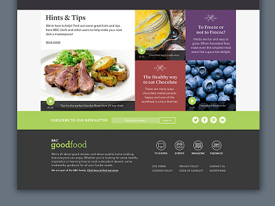Hints & Tips Section and Simple Footer Design footer interface modular recipe sketch ui ui design web design website