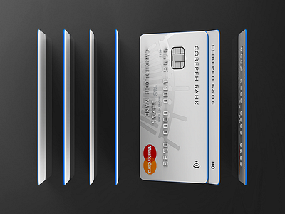 Card for Sovereign Bank 3d blue bright card credit card hdr master card plastic render top view