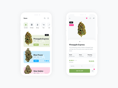 Cannabis Store mobile app app design buy cannabis marijuana seed shop store weed