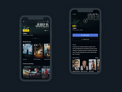 Movie App adobe xd app dark mode film mobile design movie online ui ux