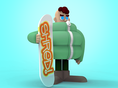 Snow Boarder Puffy Jacket 3d cg character design figure keyshot rhino snowboard toy