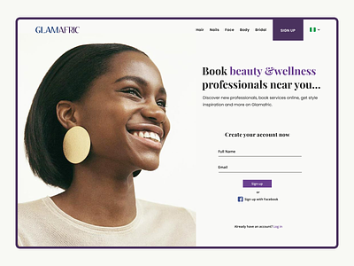 Landing Page / Sign Up UI beauty landing page lifestyle sign up ui wellness