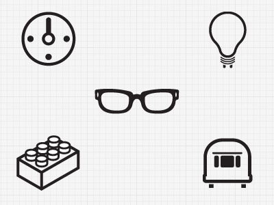 Airstream Corporate Events - Icon Set airstream brick bulb glasses icons illustrations outlines