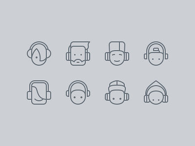 Music Lovers characters heads icons illustration music