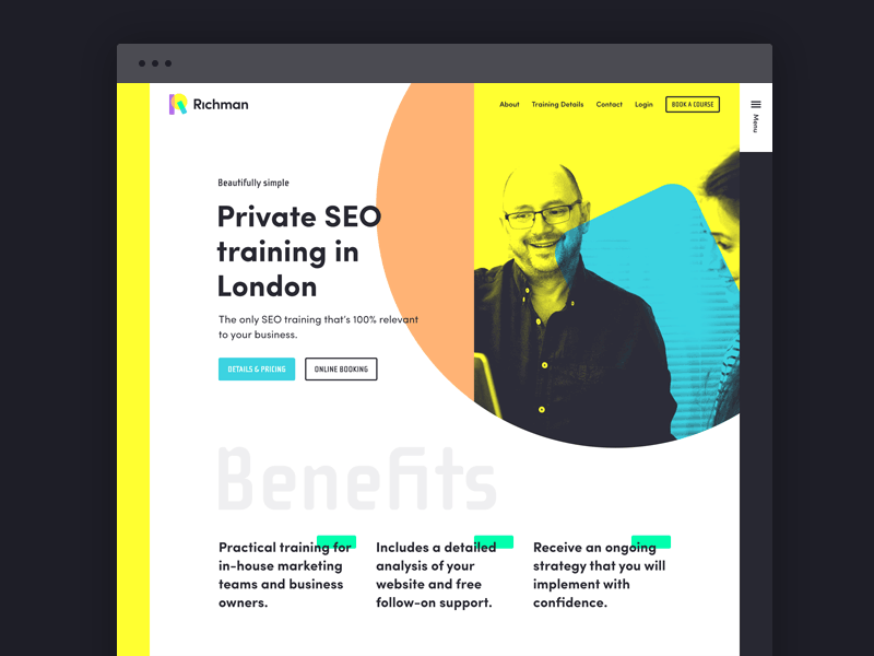 Richman Seo Training bright colourful concept website