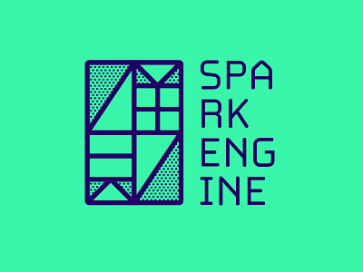Spark Engine Logo Concept dots grid minus mosaic plus spark