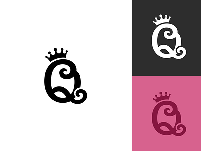 Queen logo - Queens branding colorcombination crow design illustration logo minimal pink