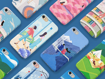 Phone case blue design illustration iphone case vector