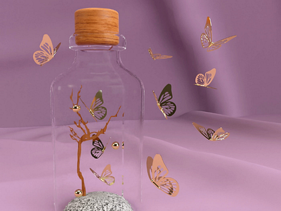 The butterfly 3d cgi folioart design c4d