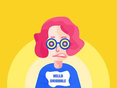 Hello Dribbble character design expression head image illustration，color