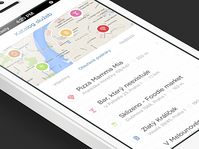 Upcoming app [WIP] app design ios iphone list map mobile side menu the funtasty ui ux white