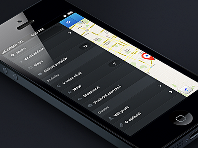 Lepsi miso UI app dark design ios iphone mobile settings side menu the funtasty ui ux