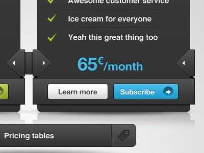 Pricing Tables blue green grey pricing tables white