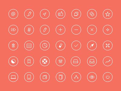 Thin Rounded Icons 2 circle freebie icons ios7 psd red simple thin white