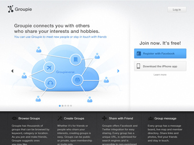 Groupie homepage black blue grey groupie homepage webdesign white