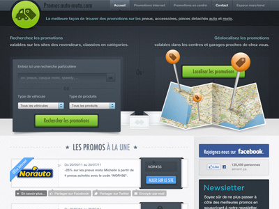 Promo Auto Moto blue car coupon green interface map webdesign