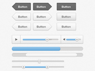 Cloudy button interface player progress bar scrollbar ui ui kit ux webdesign white