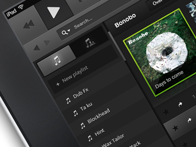 Music Ipad App black freebie green interface ipad music play psd ui ux