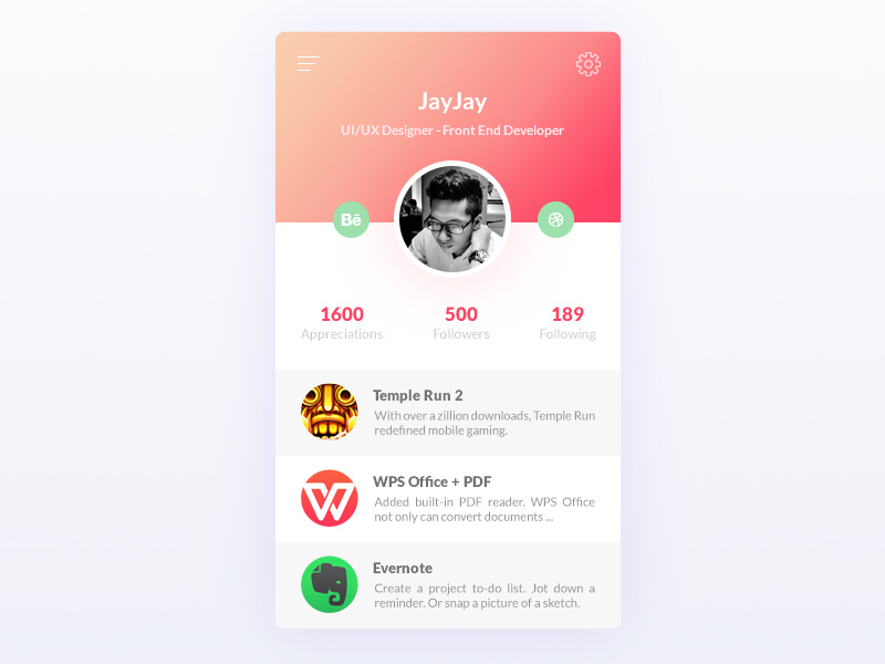 User Profile UI designs, themes, templates and downloadable graphic ...
