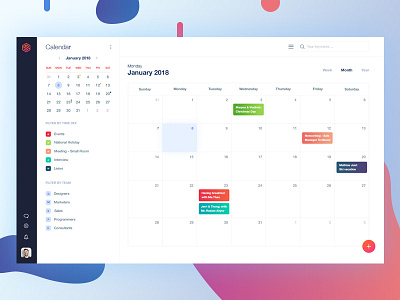 Dashboard - My Calendar | Monthly View | Option 2