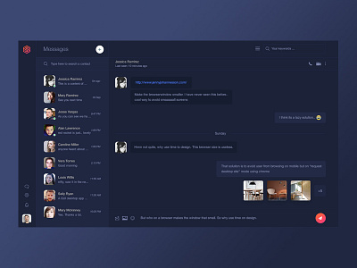 Dashboard - Message Page - Darkmode