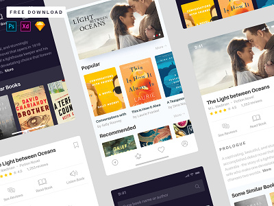 [FREE DOWNLOAD] Book App Concept Project - Home & Detail Page book app design free download mobile mobile app mobile app design reading app ui