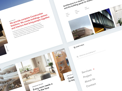 Northex Architecture Construction Website Otherpage architechture architects black and red branding contruction creative creative designs design logo minimal red typography ui ux