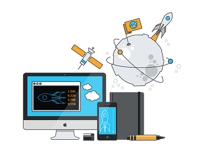 Space Journey concept delivery development process space vector