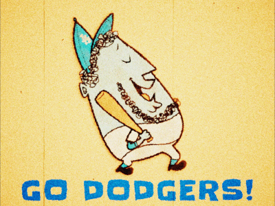 Go Dodgers animation character art illustration retro design sport club vintage walkcycle