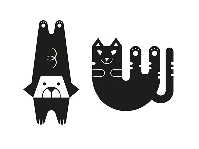 It's Raining! animals bw cats dogs illustration pets vector