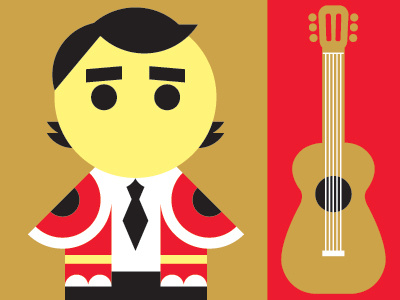 Part of the third poster in my European set. Ole' bull fighter european guitar instruments music people spanish vector