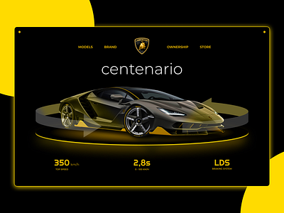 Lamborghini Centenario Landing Page car cards clean dark exploration landing page minimalist modern motion prototype uidesign