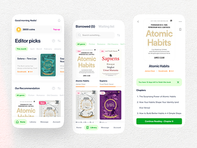 Rent a Book – iPusnas Redesign Concept book borrow clean concept app design layout minimal neue haas grotesk reading rent select app top up ui waiting list