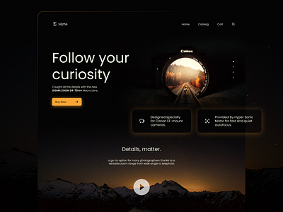 Sigma Lens - Landing Page branding camera clean design interface landing minimal photography star typography ui ux wanderlust webdesign website