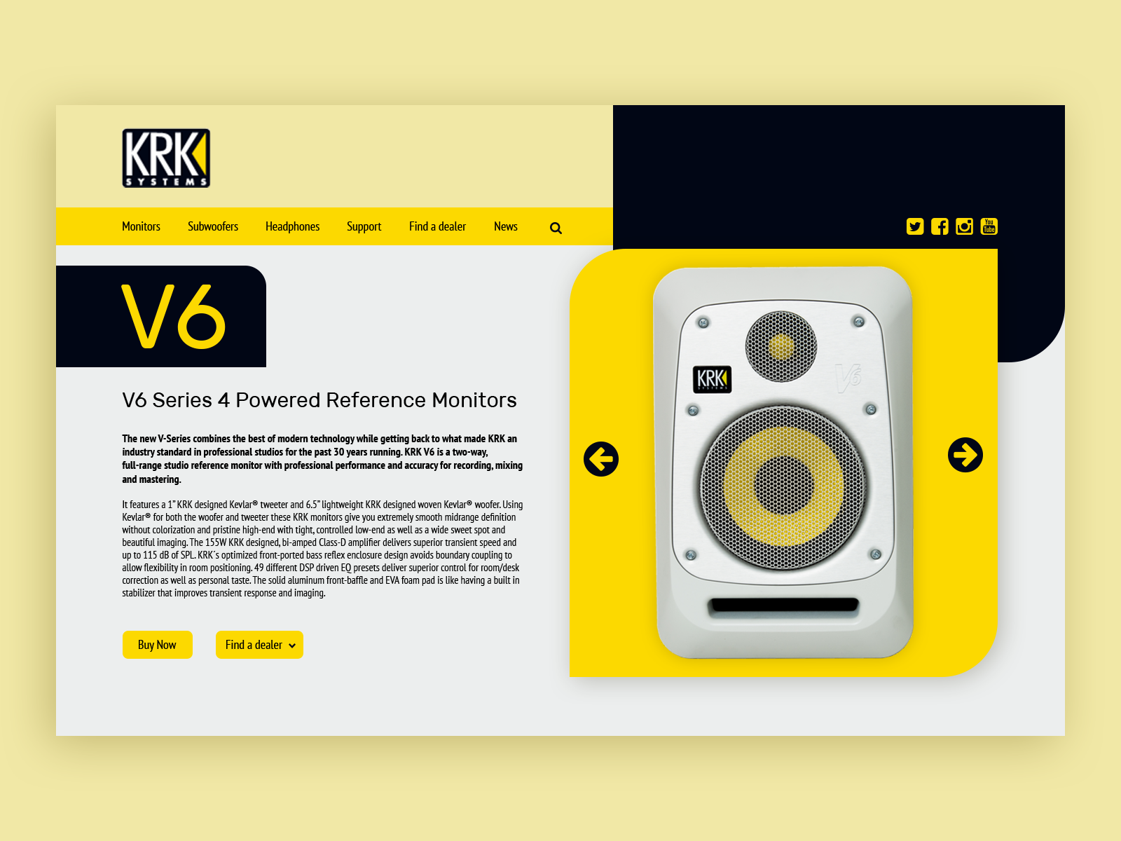 KRK V6 speakers product page concept by Branko Markovic on Dribbble