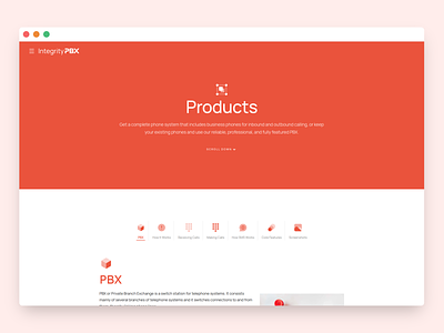 IntegrityPBX · Products Page css3 html5 icons javascript ui design