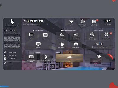 DigiButler TV App Menu css3 html5 tv app ui design web design