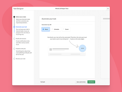 Task Designer - empty state and configured views