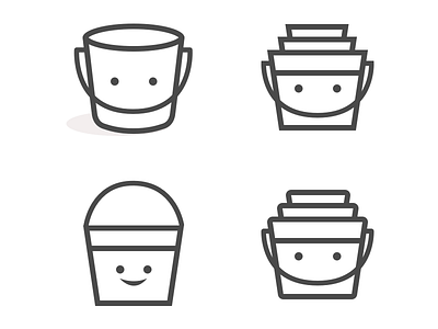 Buckets Logo Concepts 2 buckets grayscale illustration logo